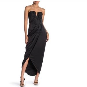 Yumi Kim black strapless silk bombshell dress
